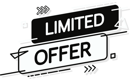 Limited offer service badge. Limited time banner on red back